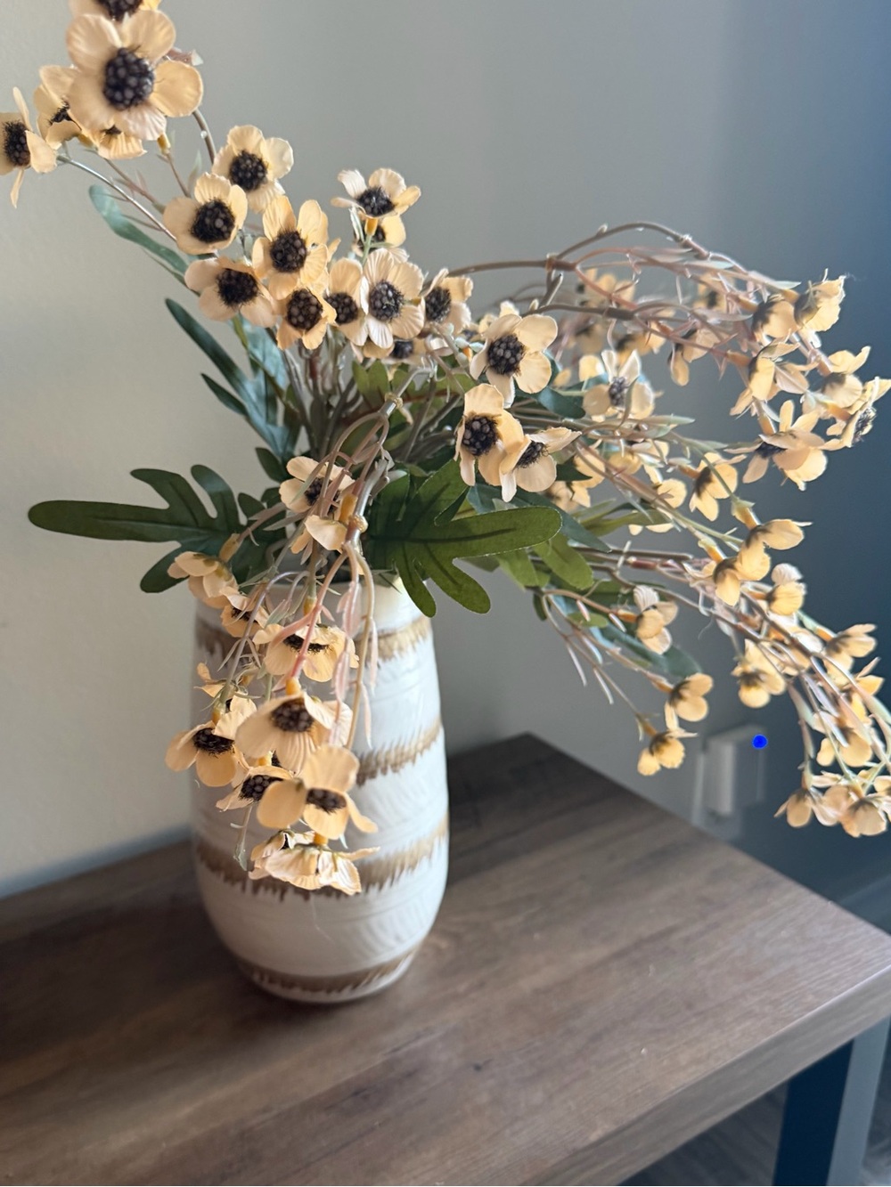 White and Brown Textured Ceramic Vase